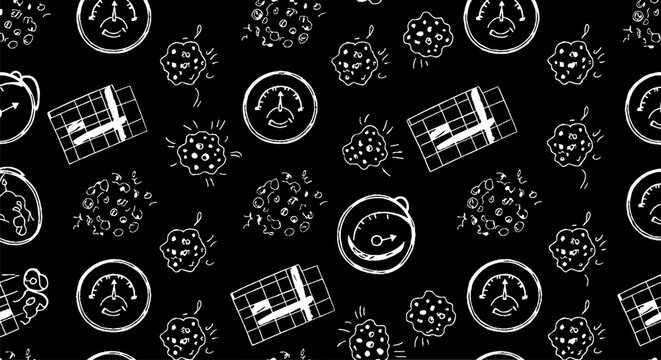 Detailed Monochrome Gauges and Mechanical Elements Pattern.