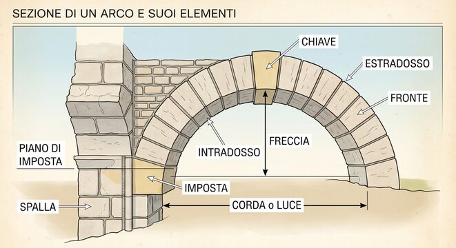 sezione di un arco e suoi elementi