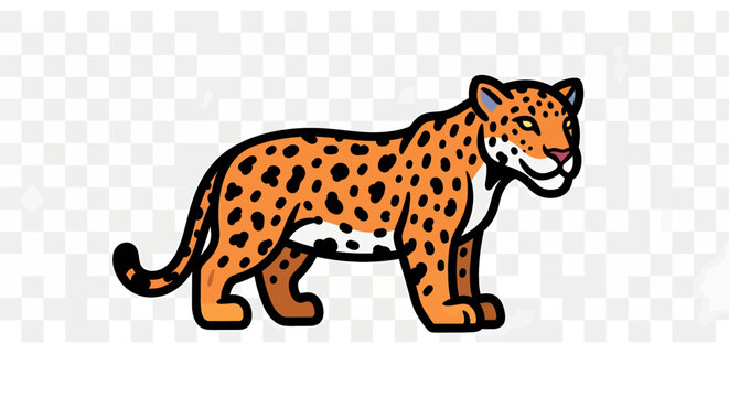 Cartoon leopard walking side view.