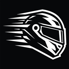 Obraz premium Fast racing helmet vector icon with speed lines for motorsport logo