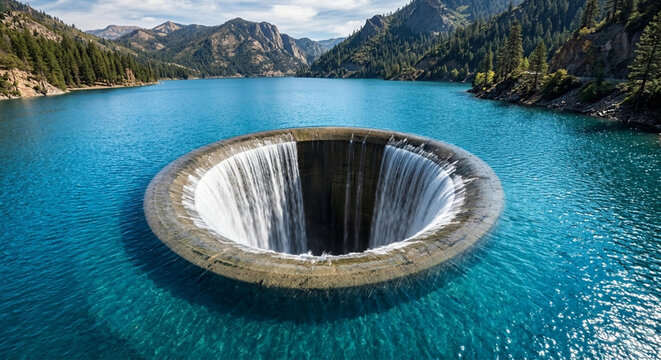 Surreal Vortex Portal in Crystal Clear Turquoise Water, Modern Wall Art