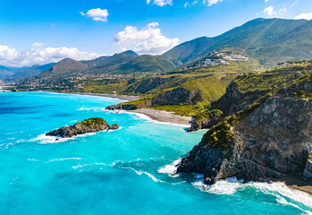 Fototapeta premium The coast at the town of San Nicola Arcella, Calabria, Italy