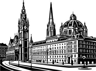 Obraz premium Vienna skyline silhouette vector illustration