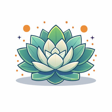 Flat design illustration of a succulent plant with orange dots