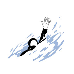 Fototapeta premium Drowning person struggling in water with arm raised asking for help, danger and emergency concept, distress signal