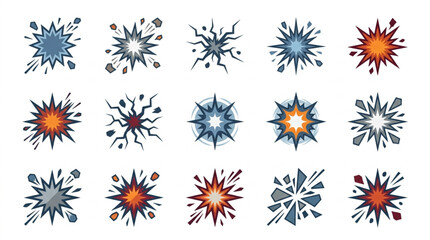 Collection of abstract explosion bursts and starbursts. © Slamet