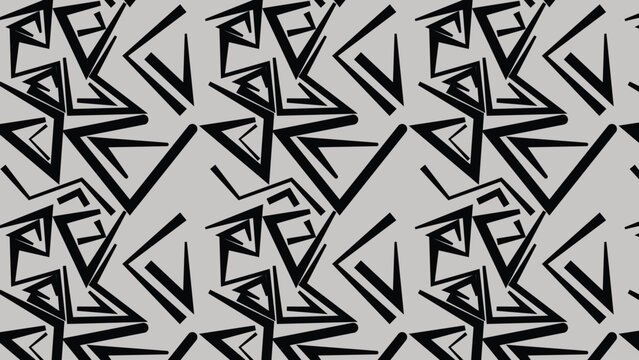 Abstract geometric pattern vector with interlocking black zigzag triangles on gray background creating dynamic tessellated effect