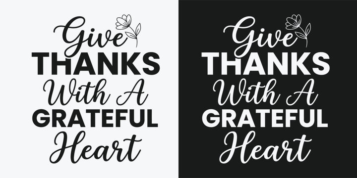 Give thanks typography with butterfly graphic for fall decor