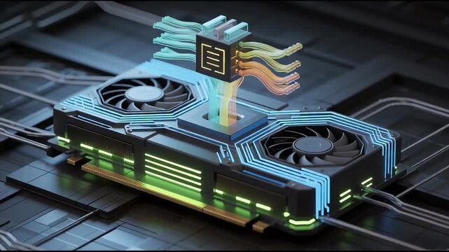 Closeup of computer graphics card.
