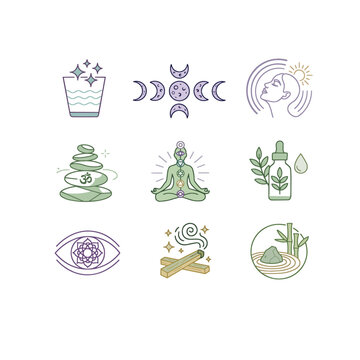 Paquete de iconos sobre estilo de vida zen y salud mental