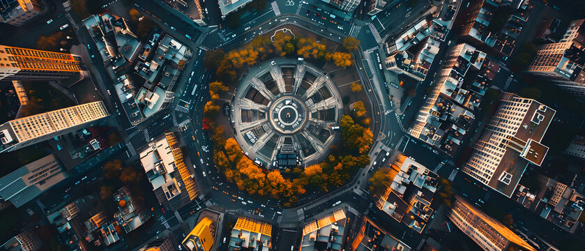 "Intricate City Design: Concentric Hexagons Illustrating Diverse Urban Zones and Their Unique Characteristics"