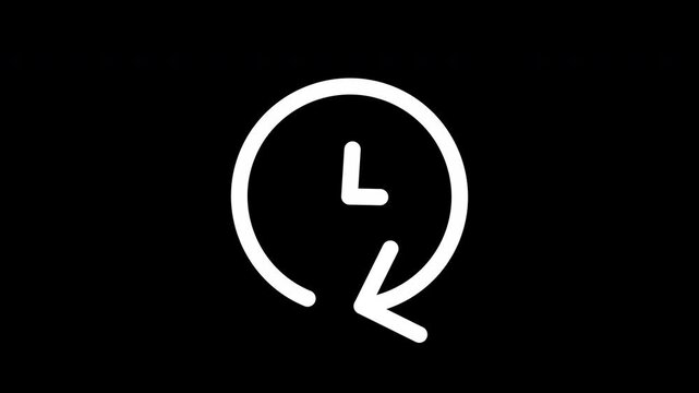 Animated White History and Time Arrow Line Icon with Alpha Channel, Minimal UI Backup and Backup Micro interaction on Transparent Background