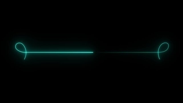 Glowing neon Gold horizontal decorative line with loop ribbon border element. 4k video motion graphics