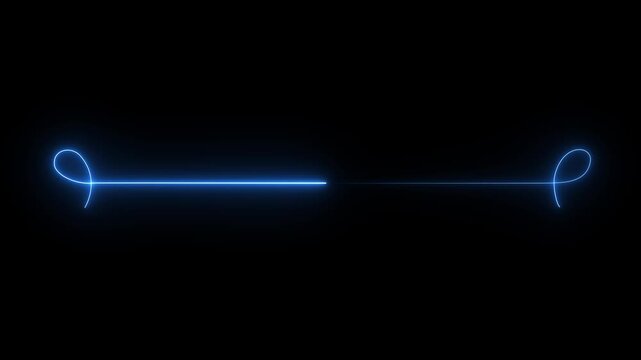 Glowing neon Gold horizontal decorative line with loop ribbon border element. 4k video motion graphics