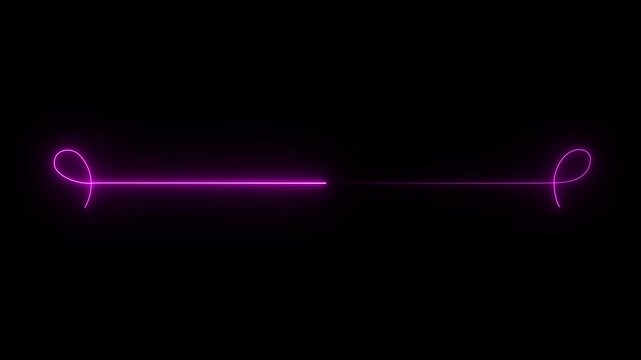 Glowing neon Gold horizontal decorative line with loop ribbon border element. 4k video motion graphics