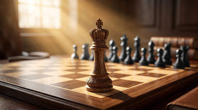 Chess board, king piece, indoor game, strategy, wooden chessboard