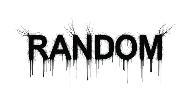 Dark and mysterious black text reading random with root like extensions and dripping effects for a gritty look.