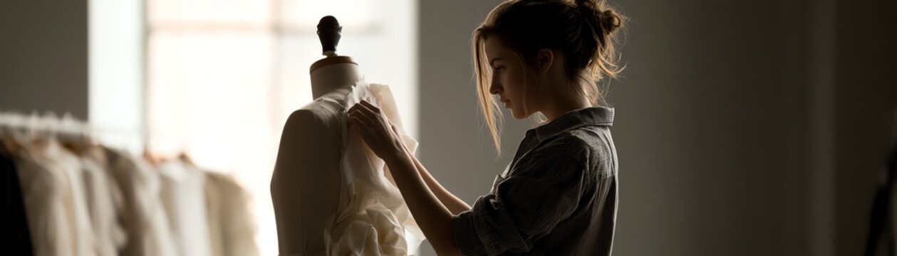 Designer tailoring a garment with precision.