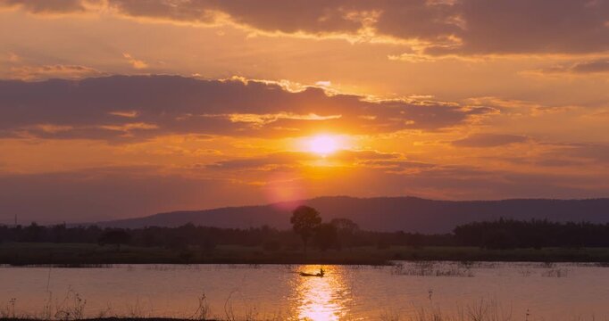 Beautiful sunset over the river