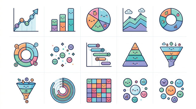 Collection of business and data visualization icons.