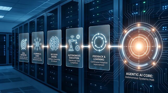 Agentic AI Core: A Visual Representation of Autonomous Systems Hub Functionality in a Data Center Environment