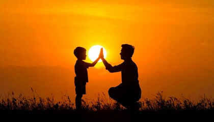 Fototapeta premium Happy Father’s Day Sunset Silhouette