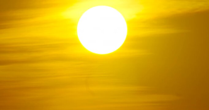 Timelapse golden egg on sunset background