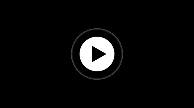 Video, audio neon play button icon animation. glowing play button animation. Press to play. glowing play button animation. Press to play. On black background.Video, audio neon play button icon animat