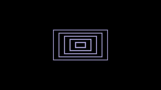 Glowing Cyan Rectangle Pattern Forming Infinite Tunnel Effect on Dark Background, Modern Geometric Motion Design with Optical Illusion Depth, Sci-Fi Technology Inspired Animation for Video Editing, Br