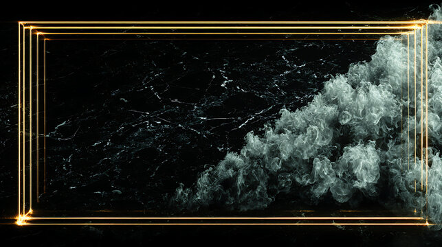 Dramatic dark Nero Marquina marble background with natural white veining, elegant stone texture for luxury design projects.