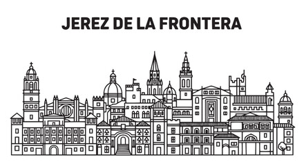 Obraz premium Jerez De La Frontera Cityscape Outline Illustration