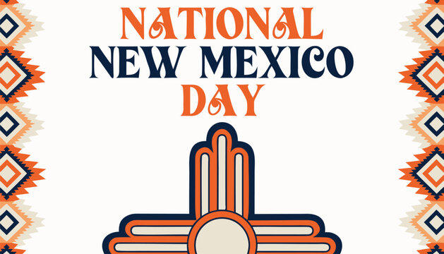 National New Mexico Day design with Zia symbol and patterns