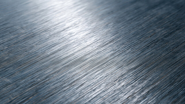 Brushed aluminum panel surface with parallel directional grain lines and subtle sheen, minimal industrial texture for premium technology product backdrops, aerospace component