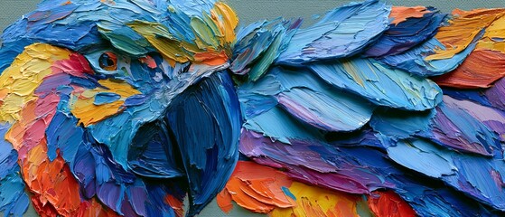 Obraz premium macaw parrot, palette knife style painting wall art