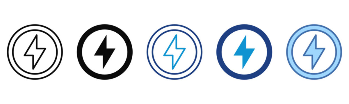 Power icon set multiple style collection