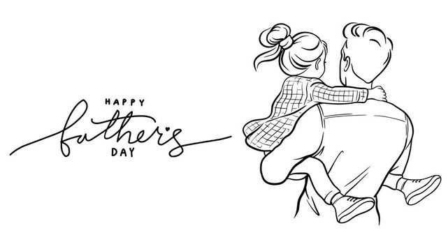 fathers day card calligraphy on white background. Hand drawn fathers day icon vector illustration.