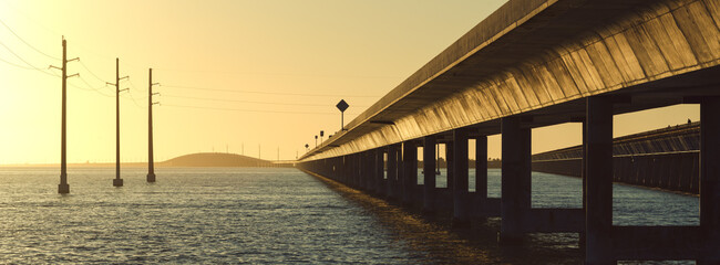 railway bridge at sunset florida keys