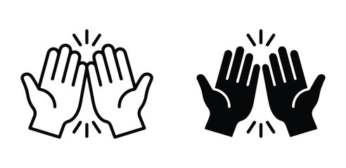 Obraz premium High five hand gesture icon set. Vector illustration