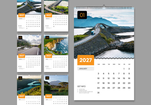 Scenic Landscape Calendar 2027 Template with Monthly Planner