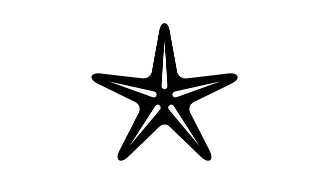 Black starfish silhouette on white background