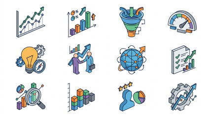 Fototapeta premium Collection of Business and Financial Infographic Icons.
