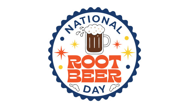 National root beer day badge design featuring a frothy mug