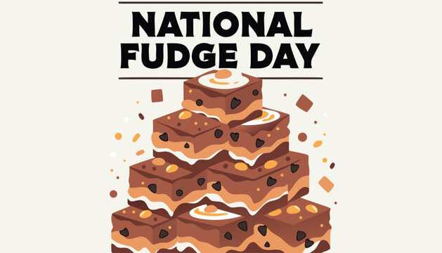 Delicious stack of chocolate fudge squares for national fudge day celebration
