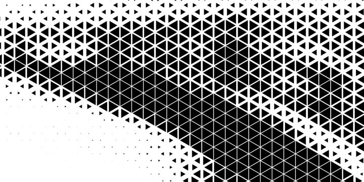 Geometric pattern of black triangles on a white background.Seamless in one direction.Option with an average fade out.The scale transformation method.