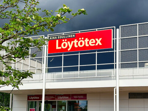 L&ouml;yt&ouml;tex liquidation sale under dark clouds  in June 2026 Finland.