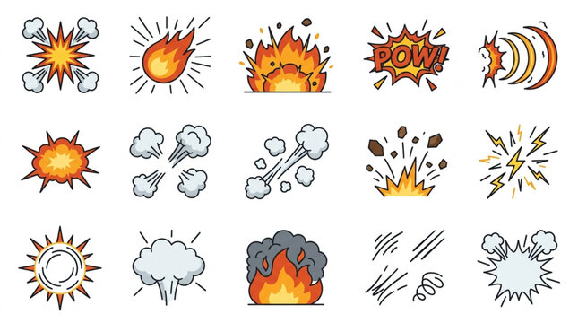 Collection of Cartoon Explosion and Smoke Effects.