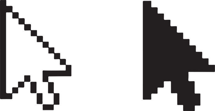 computer cursor arrow icon set, black mouse pointer vector collection, digital click symbol design