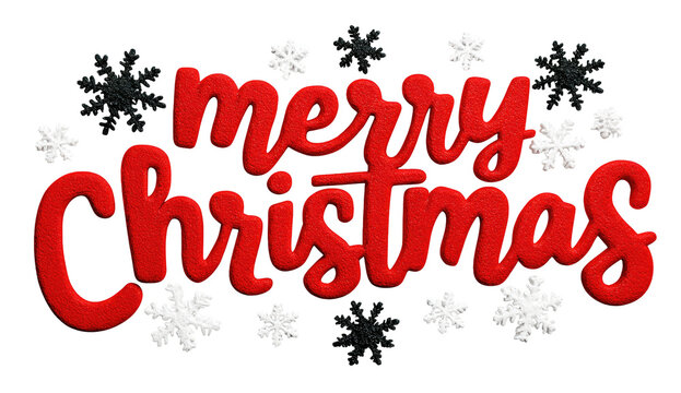 Merry Christmas" text in red, surrounded by snowflakes on black