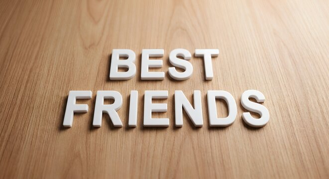 Happy friendship day best friends white letters on wooden background