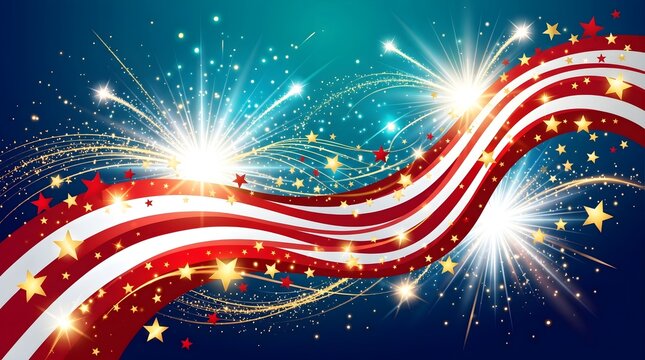 Independence day fireworks patriotic american celebration vector graphic